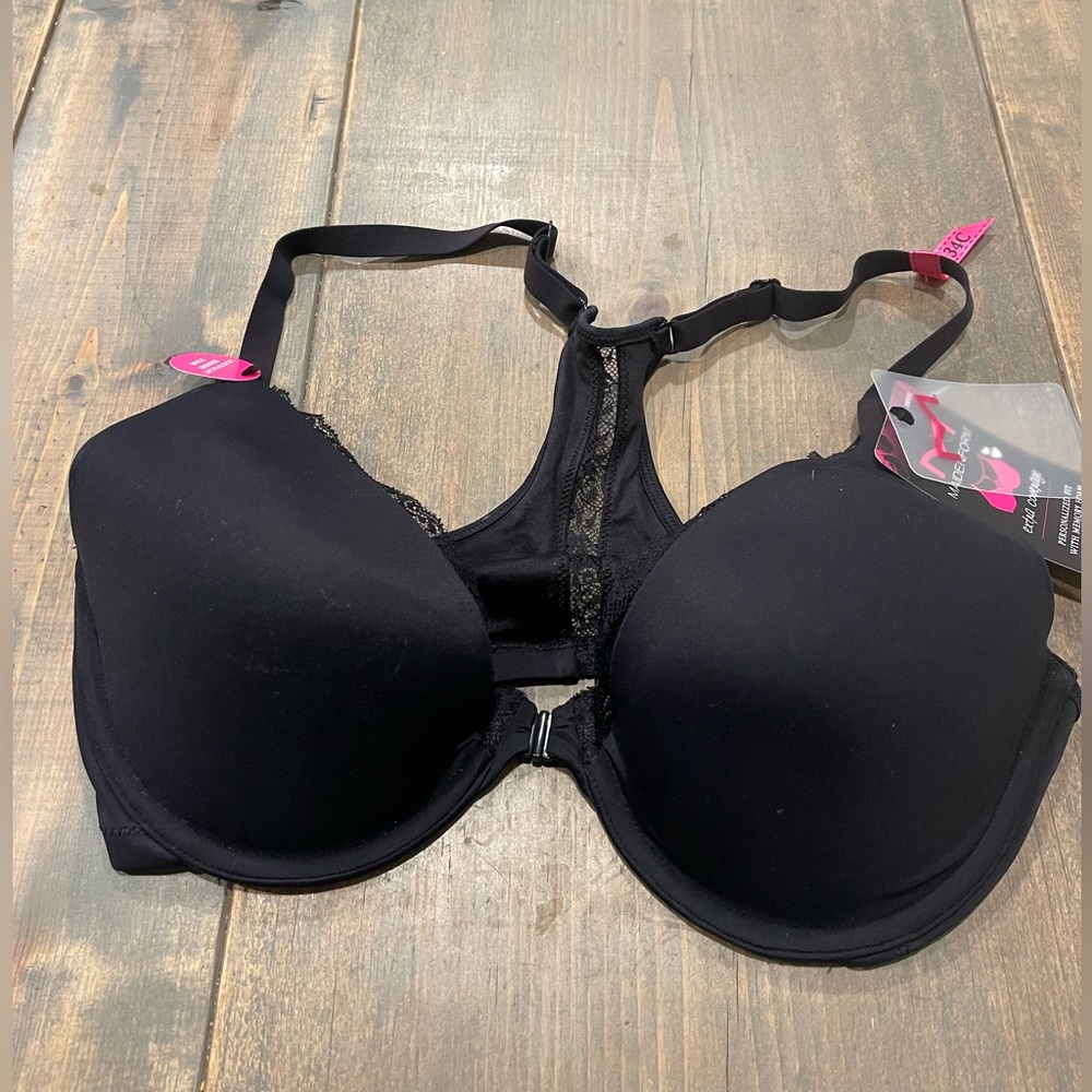 SOLD ✅ NWT Maidenform Women’s Solid Black Extra Coverage T-Back Bra 34C DM9502